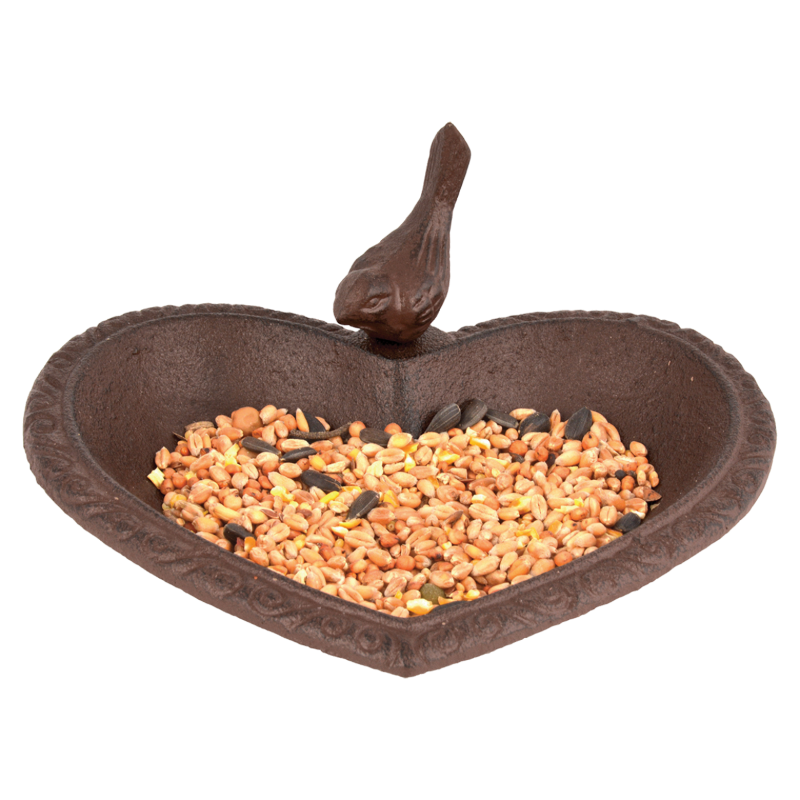 Bird Feeder/Bath - Cast Iron Heart 17cm (Set of 2)