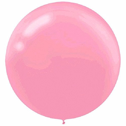 Pack of 4 60cm pink round latex balloons, perfect for celebrations like birthdays and weddings.