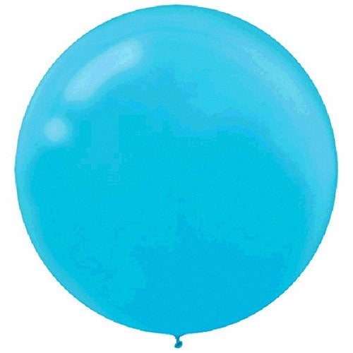 Pack of 4 Caribbean Blue Round Latex Balloons, 60cm, perfect for vibrant celebrations and balloon bouquets.