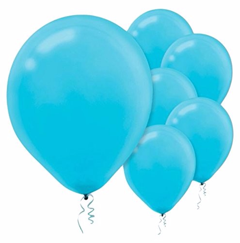 Pack of 50 vibrant 12cm Caribbean Blue latex balloons, perfect for parties and festive celebrations.