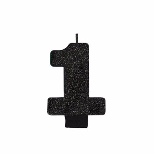 Elegant 8cm black glitter candle, perfect centerpiece for occasions, adding sparkle and charm to any decor.
