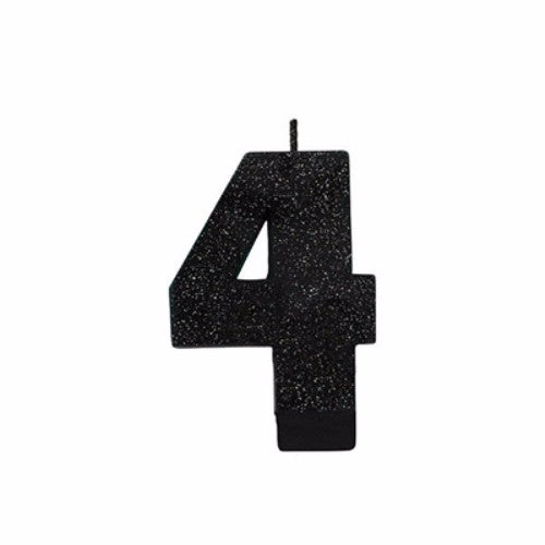 Elegant 8cm black candle with sparkling glitter, perfect for adding glamour to any setting or occasion.