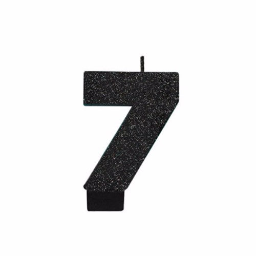 Elegant 8cm black glittered candle, perfect for chic decor and creating a cozy atmosphere.