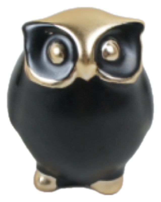 Ornament - Ceramic Owl Small (Black/Gold)