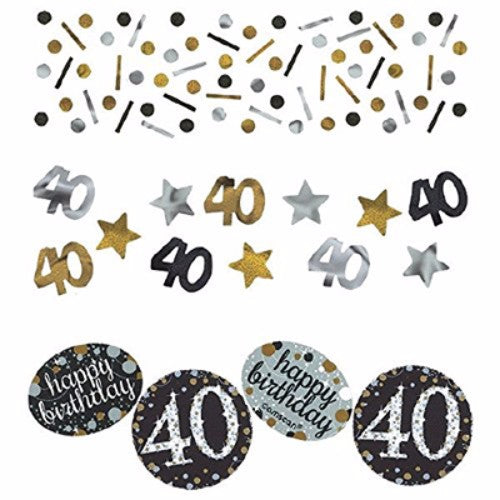 Dazzling Sparkling Black 30 Happy Birthday Confetti in black, silver, and gold foil for festive celebrations.