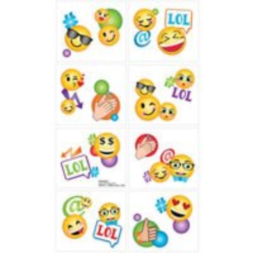 LOL Emoji Tattoos Smiley Faces - Pack of 8