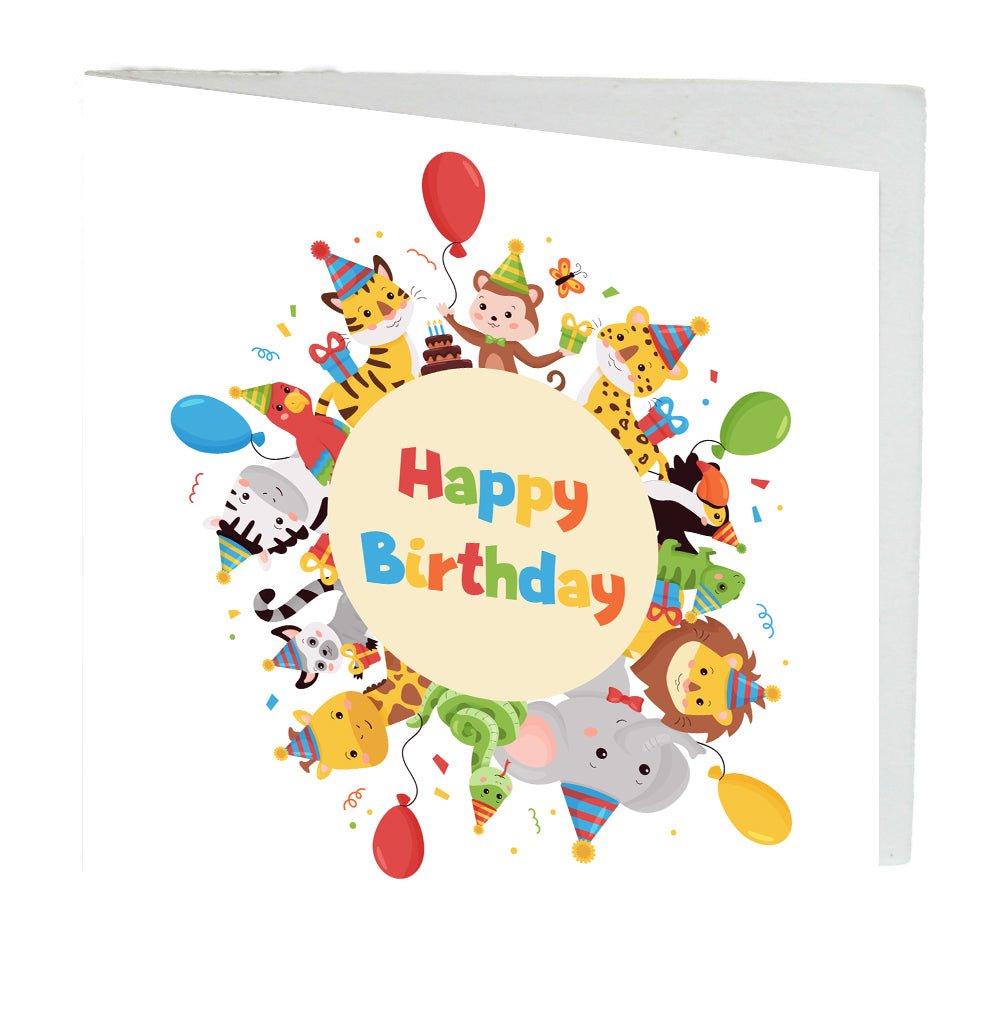 Gift Card Happy Birthday Animals Pack of 10 Envelopes included