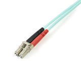 High-Speed 10 Gb Aqua Multimode Fiber Optic Cable 2m - LSZH - LC/LC Duplex 50/125