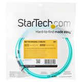 High-Speed 10 Gb Aqua Multimode Fiber Optic Cable 2m - LSZH - LC/LC Duplex 50/125