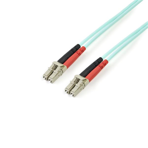 High-Speed 10 Gb Aqua Multimode Fiber Optic Cable 2m - LSZH - LC/LC Duplex 50/125