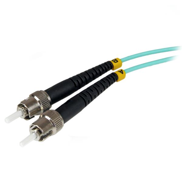 10 Gb Aqua Fiber Optic Cable - Multimode Duplex 50/125 - LSZH - ST to ST - 1 Meter