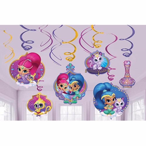 Shimmer &amp; Shine Hanging Swirls Decorations - - Pack of 12