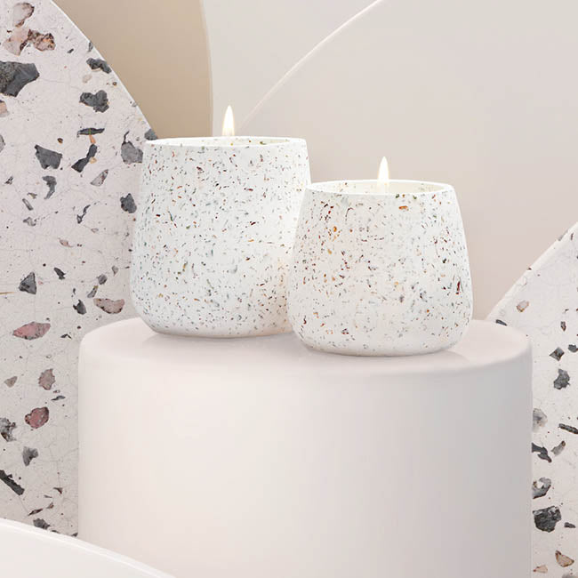 Scented Candle Terrazzo Vanilla White Medium