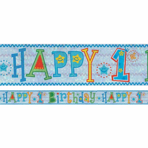 Banner Happy 1st Birthday Boy Design Foil