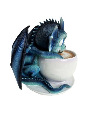 Ornament - Cute Blue Dragon on Coffee Mug (12cm)