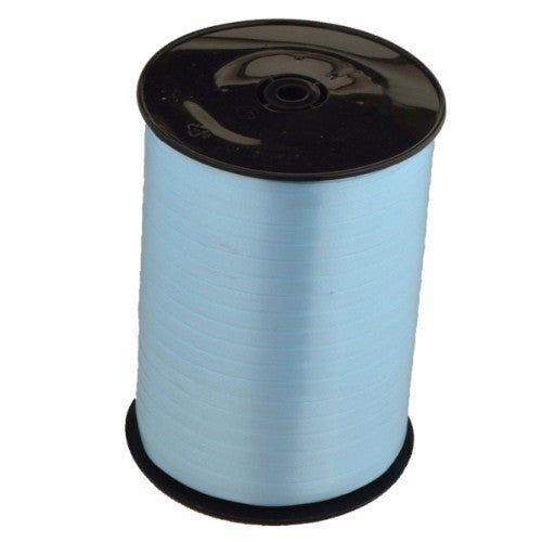 Light blue curling ribbon roll 500m, perfect for crafts, gifts, and decorations for events like weddings and parties.