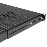 1U Adjustable Depth Vented Server Rack Shelf - Heavy-Duty Steel, Airflow Design, TAA Compliant