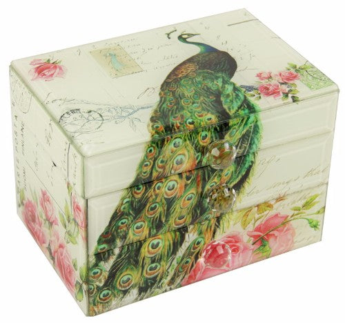 Peacock Small Glass Chest