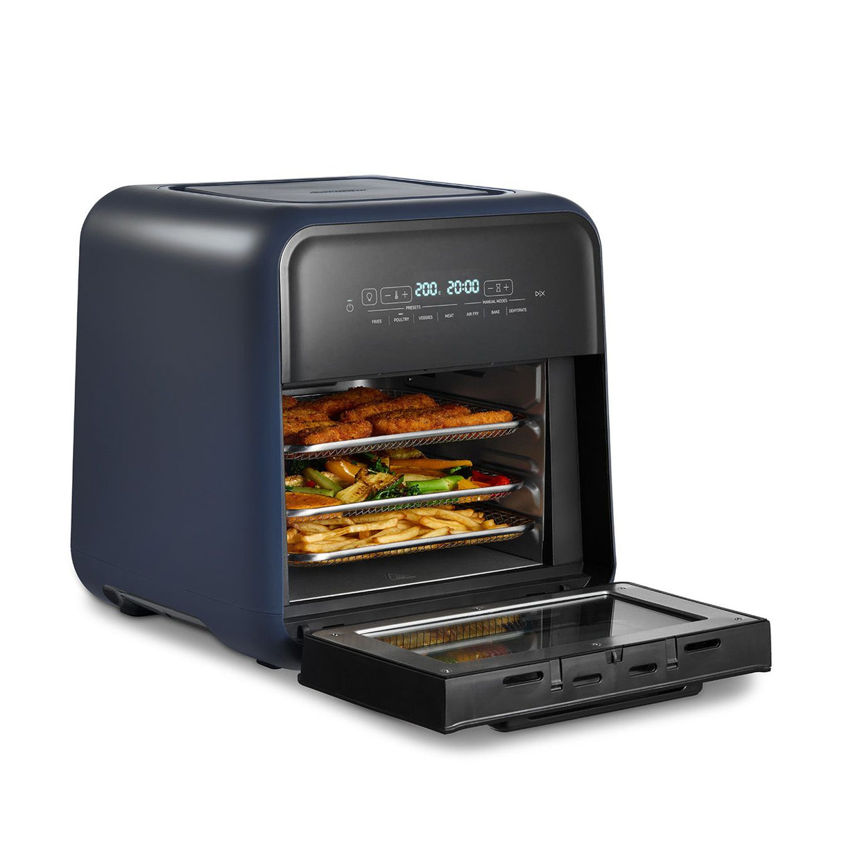 Flexifry Air Fryer Oven with 10L capacity and 3 racks for 360° air circulation, perfect for healthier family cooking.