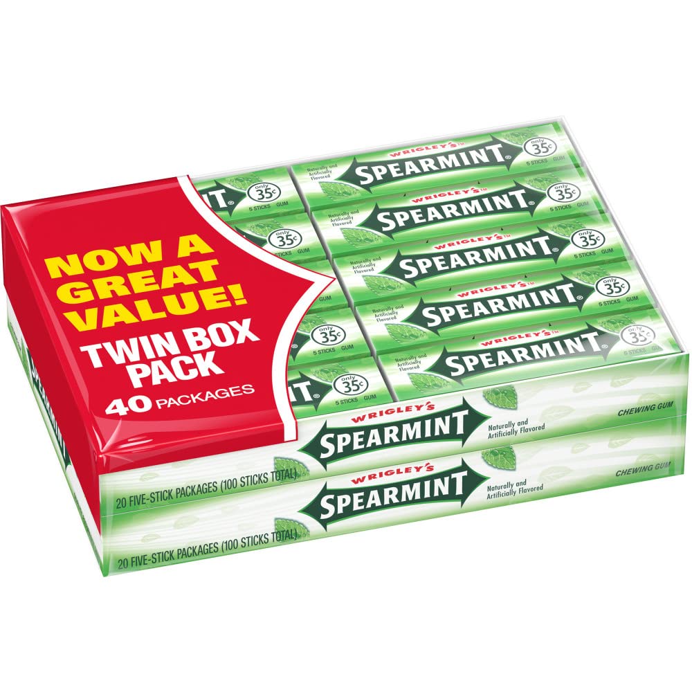 Wrigley's White Spearmint Gum 40pk - Box of 40 Packs