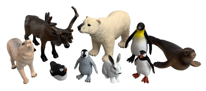 POLAR ANIMALS Toy Set includes 10 eco-friendly figures of Arctic wildlife for imaginative play and education.