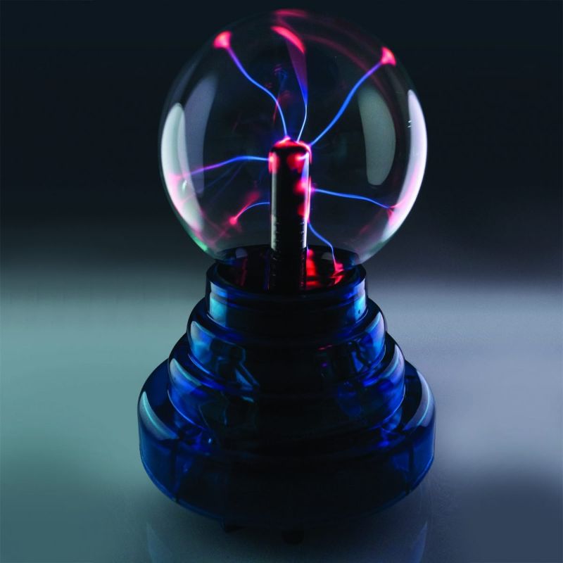 Plasma Ball with Blue Base - Battery Operated 3-inch