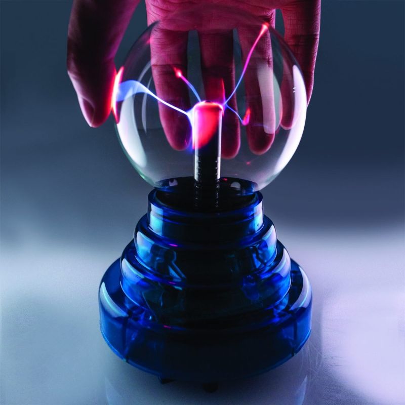 Plasma Ball with Blue Base - Battery Operated 3-inch