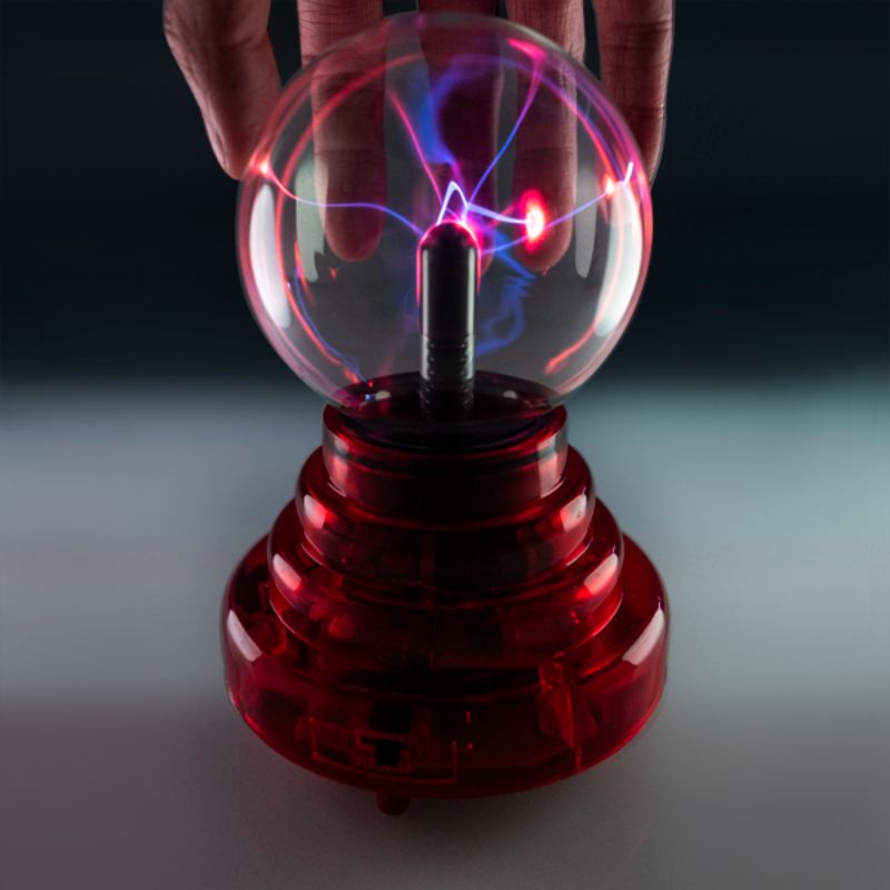 Plasma Ball with Red Base - Battery Operated (3 inch)