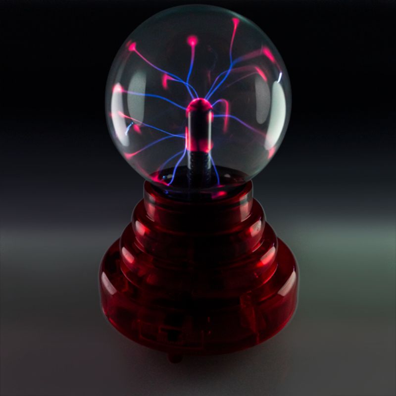 Plasma Ball with Red Base - Battery Operated (3 inch)