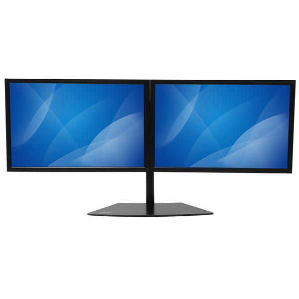 Ergonomic Dual Monitor Desktop Stand for 12-24 Inch Screens - Space Saving VESA Mount with Adjustable Height