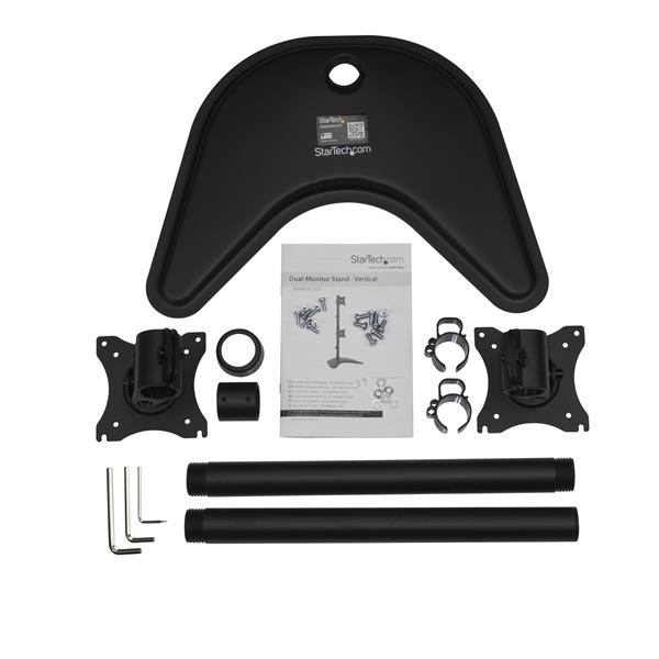 Ergonomic Vertical Dual-Monitor Stand - Sturdy Height Adjustable Mount for 2 Screens 13-27 Inches