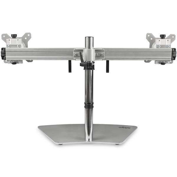 Dual Monitor Stand for 12-24 Inch Screens - Adjustable, VESA Compatible, Silver