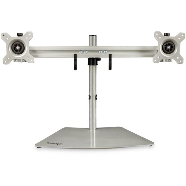 Dual Monitor Stand for 12-24 Inch Screens - Adjustable, VESA Compatible, Silver