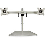 Dual Monitor Stand for 12-24 Inch Screens - Adjustable, VESA Compatible, Silver