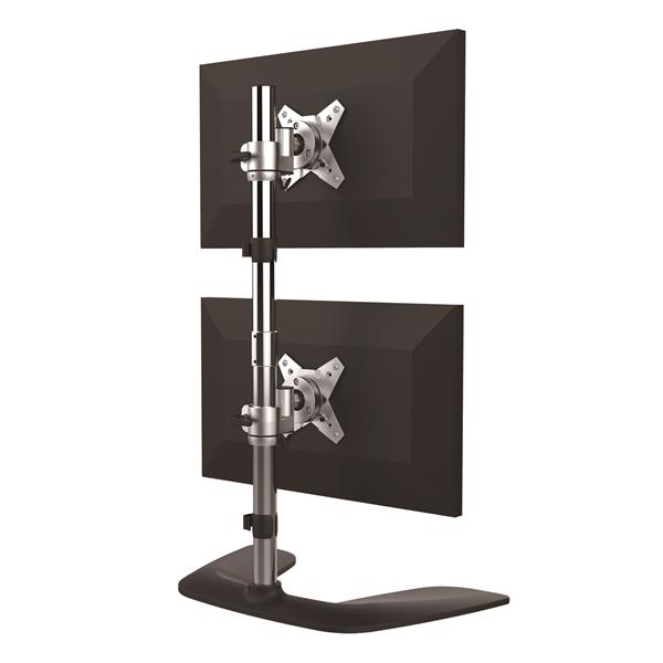 Aluminum Vertical Dual Monitor Stand for 13"-27" Monitors - Save Desk Space & Enhance Comfort
