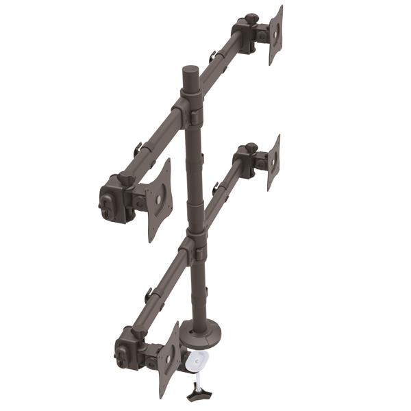 Heavy Duty Quad Monitor Arm for Desk - Articulating Steel Mount for 4 Screens 13-27 Inch