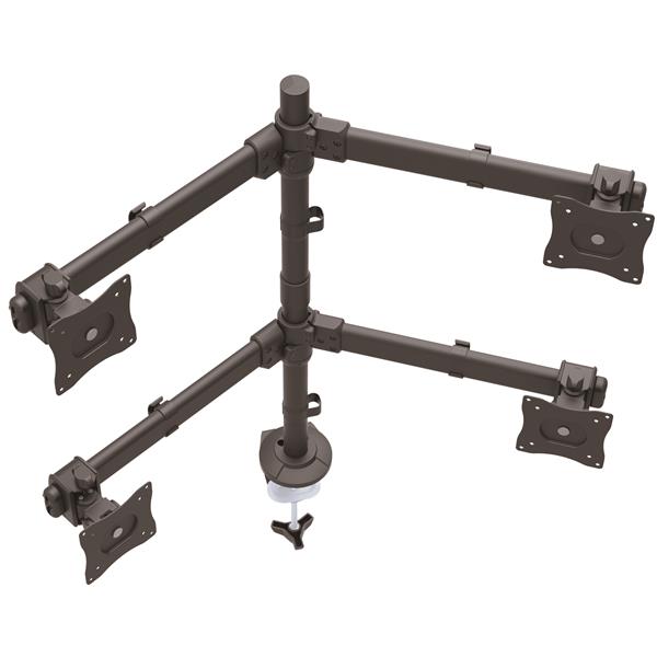 Heavy Duty Quad Monitor Arm for Desk - Articulating Steel Mount for 4 Screens 13-27 Inch