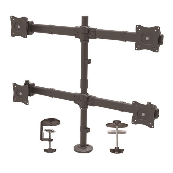 Heavy Duty Quad Monitor Arm for Desk - Articulating Steel Mount for 4 Screens 13-27 Inch