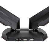Ergonomic Desk-Mount Dual Monitor Arm with Full Motion Adjustability - USB & Audio Ports