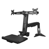 Ergonomic Sit Stand Dual Monitor Arm with Adjustable Desk Mount for Enhanced Productivity