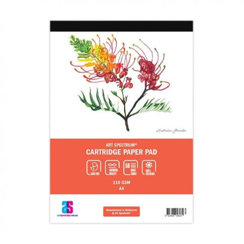 Art Spectrum Cartridge Pad featuring 50 sheets of 110 gsm acid-free paper, perfect for various drawing techniques.