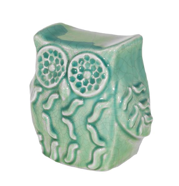 Owl - Teal Ceramic Owl - 10 X 9 X 7CM