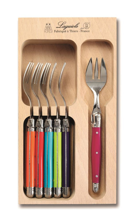 Elegant Verdier Cake Forks Multi set with vibrant wildflower designs, perfect for desserts and celebrations.