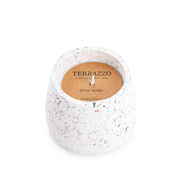 Scented Candle Terrazzo Vanilla White Medium