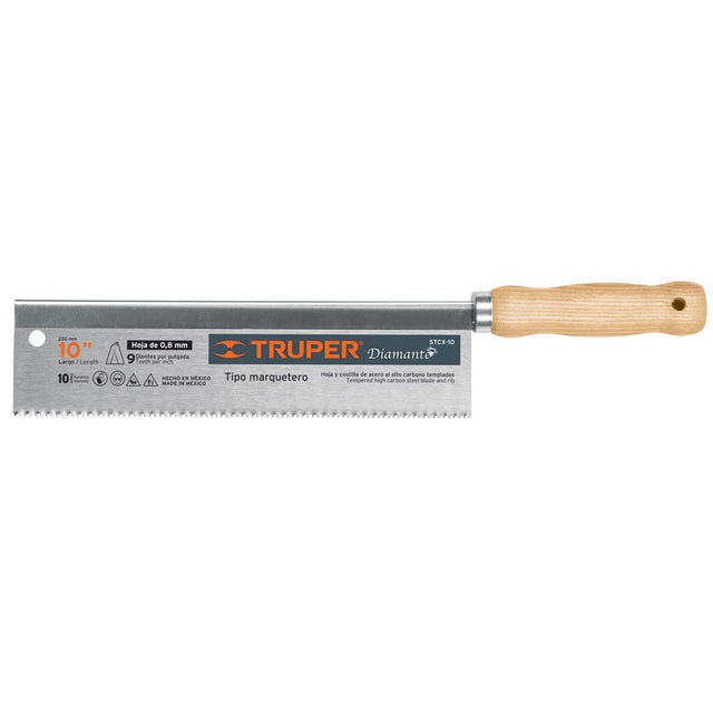 Dovetail Saw 250MM Truper for precise joinery with a 15 TPI blade, ideal for meticulous woodworking tasks.