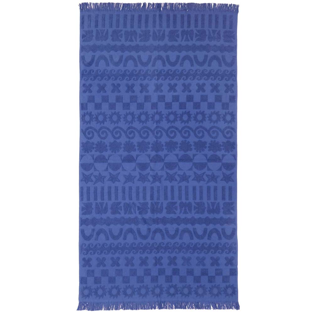 HiLo Cotton Towelling Beach Towel 90 x 170cm Bambury - Solana Blue