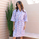 HiLo Cotton Towelling Short Robe L/XL Bambury - Daisy Lilac