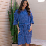 HiLo Cotton Towelling Short Robe L/XL Bambury - Solana Blue