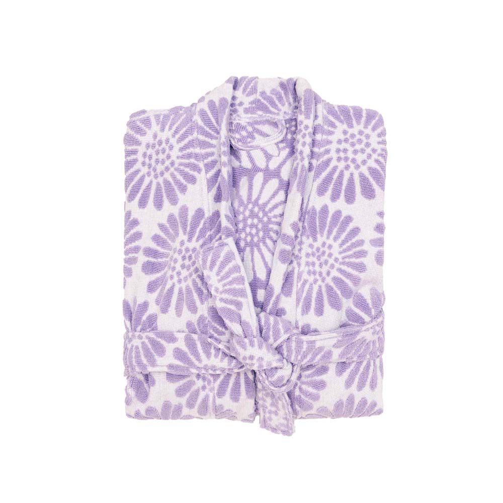 HiLo Cotton Towelling Short Robe S/M Bambury - Daisy Lilac
