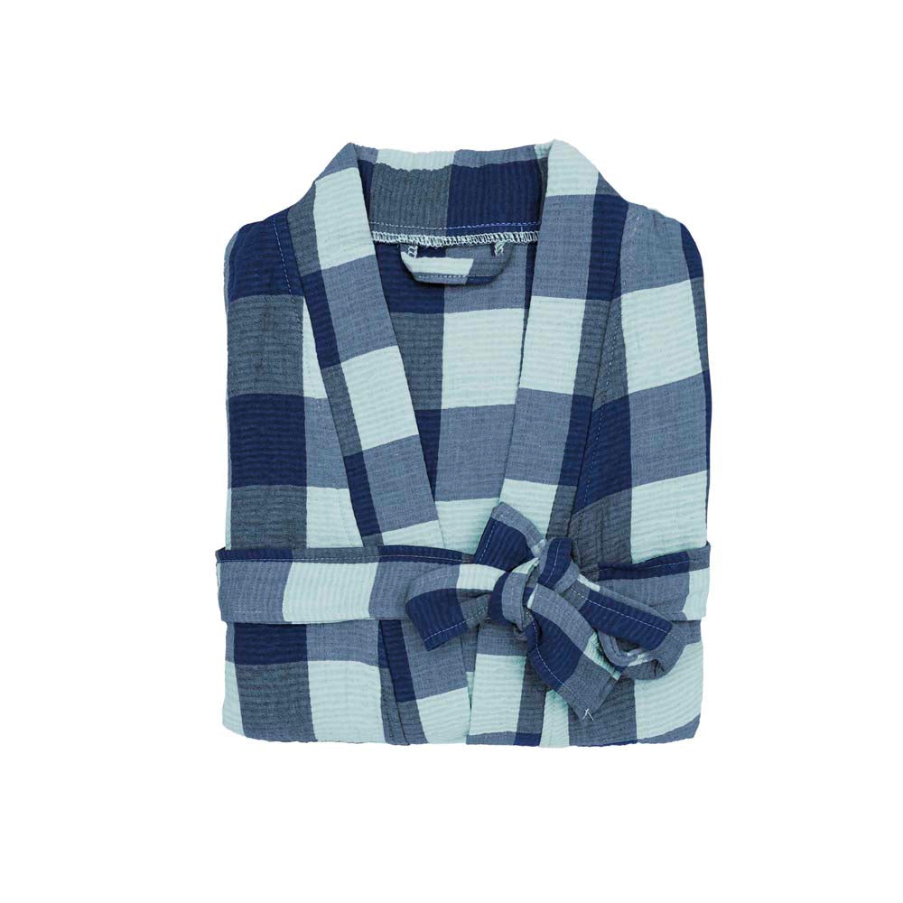 Willow Cotton Gauze Short Robe S/M Bambury - Blue